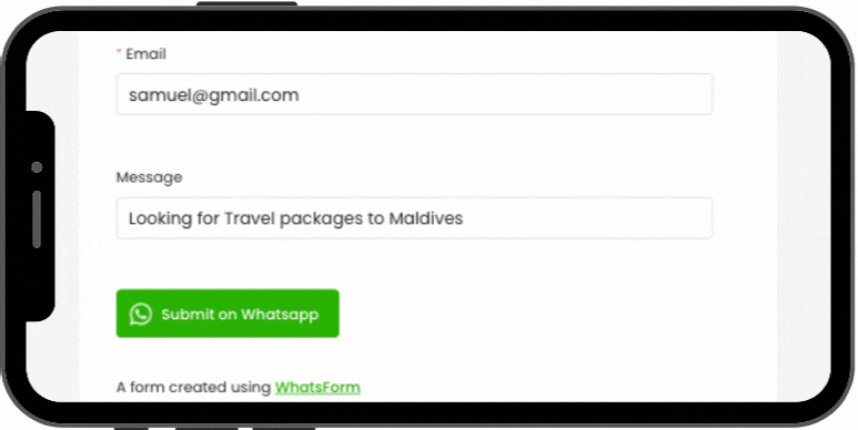 submit data via WhatsForm